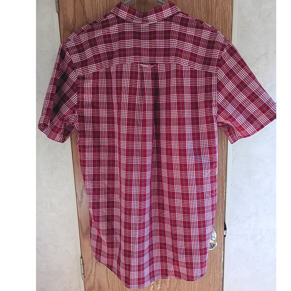 NWT SADDLEBRED Classic Fit Red Plaid Short Sleeve Shirt M Easy Care Dadcore - Picture 4 of 11
